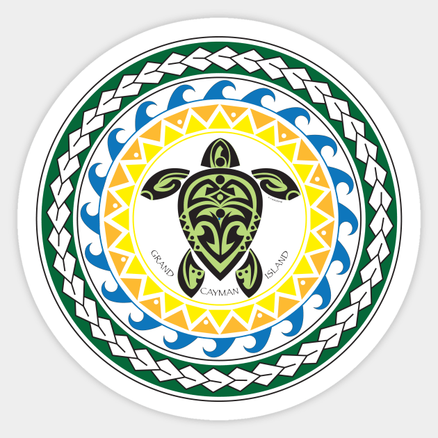 Tribal Turtle Tattoo Mandala Grand Cayman Island Sticker by srwdesign